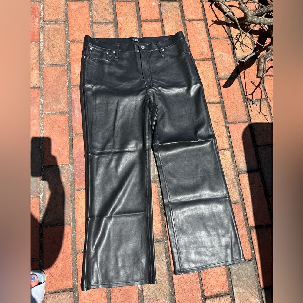 J Crew Faux Leather Slim Wide Leg Pants NWT - Picture 7 of 10